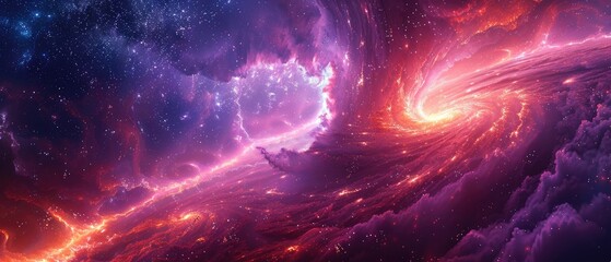 The image is showing a beautiful space nebula with a lot of stars, the color is bright and vivid, it will be great for advertisement.