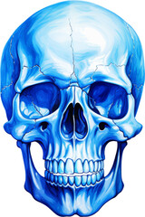 blue skull isolated on white or transparent background,transparency 