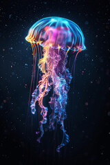 Vibrant Glowing Jellyfish, Deep Ocean Illumination