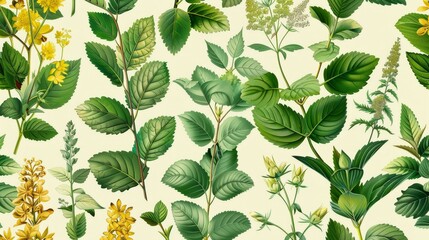 Fototapeta premium Medicinal plants pattern. Seamless pattern of medicinal plants