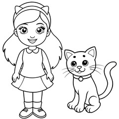 Adorable Baby and Cat Vector Illustration: Sweetness Captured in Art