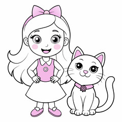 Adorable Baby and Cat Vector Illustration: Sweetness Captured in Art