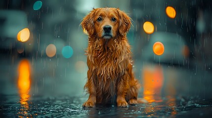 Vulnerability and Resilience: Drenched Dog in the Rain