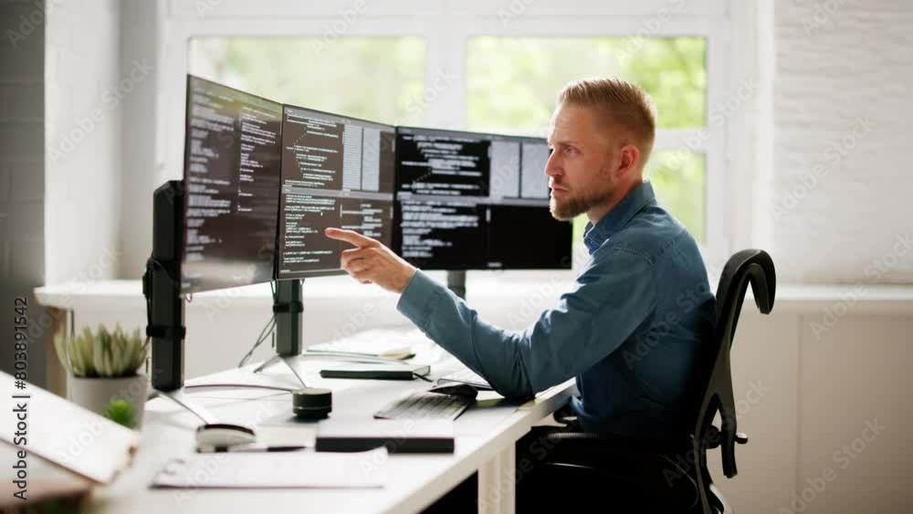 Poster Web Developer Coding On Computer