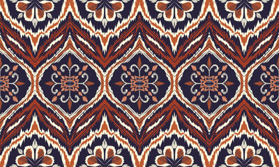 Hand draw ikat border. Geometric folk ornament. Ink on clothes. Tribal vector texture. Seamless striped pattern in Aztec style. Ethnic embroidery.great for textiles, banners, wallpapers, wrapping.