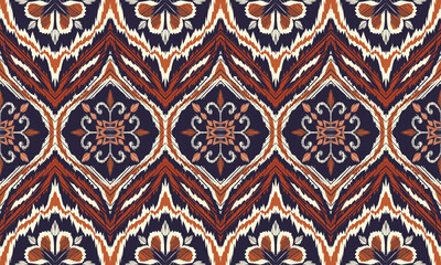 Hand draw ikat border. Geometric folk ornament. Ink on clothes. Tribal vector texture. Seamless striped pattern in Aztec style. Ethnic embroidery.great for textiles, banners, wallpapers, wrapping.