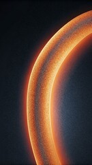 Black background with a thin orange light on the left, and a large curved line of light coming from it, creating an abstract shape - obrazy, fototapety, plakaty