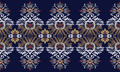 Hand draw damask Ikat floral pattern vector illustration.Ikat ethnic oriental embroidery.great for textiles, banners, wallpapers, wrapping vector design.