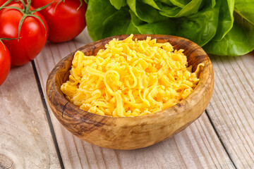 Shredded cheese in the bowl