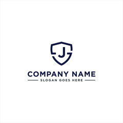 Initials Letter JS or SJ linked overlapping Logo vector with letter N in the middle center of letter S shield badge-shape icon in blue deep color illustration
