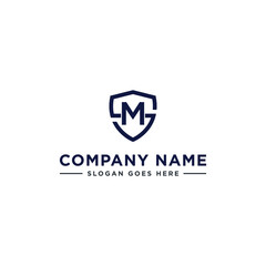 Initials Letter MS or SM linked overlapping Logo vector with letter N in the middle center of letter S shield badge-shape icon in blue deep color illustration
