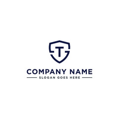 Initials Letter TS or ST linked overlapping Logo vector with letter N in the middle center of letter S shield badge-shape icon in blue deep color illustration
