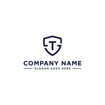 Initials Letter TS or ST linked overlapping Logo vector with letter N in the middle center of letter S shield badge-shape icon in blue deep color illustration
