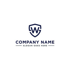 Initials Letter WS or SW linked overlapping Logo vector with letter N in the middle center of letter S shield badge-shape icon in blue deep color illustration
