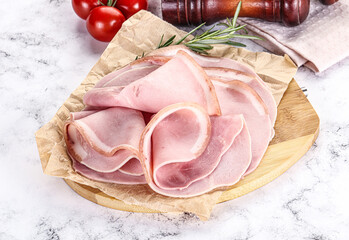 Slices of natural organic ham