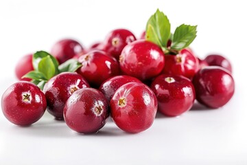 Red cranberries on a white background