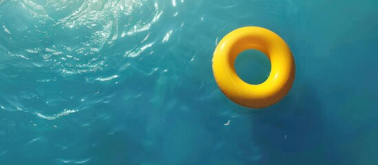 Yellow ring buoys in swimming pools in summer