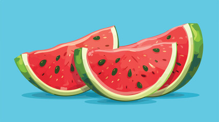 Composition with pieces of ripe watermelon on blue background