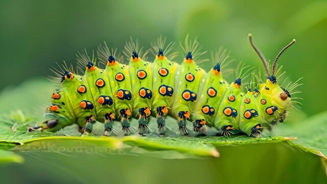 Macro view of a caterpillars metamorphosis, culminating in butterfly splendor