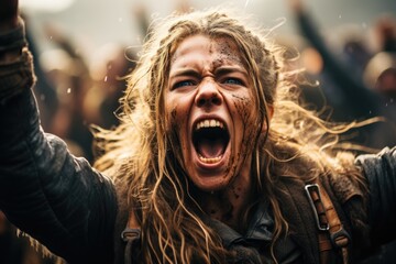 Intense facial expression of a person screaming