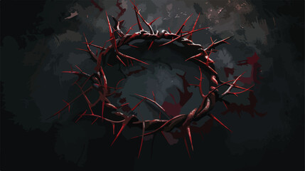 Crown of thorns on dark background top view style