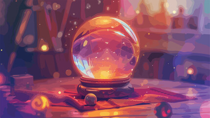Crystal ball and magic attributes of fortune teller 