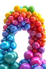 Mesmerizing Balloon Rainbow: A Vibrant, Hyper-Detailed 3D Render of Colorful Floating Spheres Forming a Striking Gradient Pattern