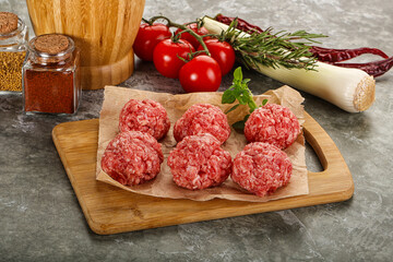 Raw beef meatball minced meat