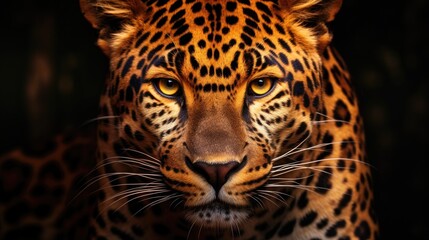 Obraz premium Intense gaze of a powerful leopard