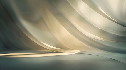 Crafted 3D Visualization of Ethereal Light Play Through Dynamic Textured Surfaces in Soft Golden...
