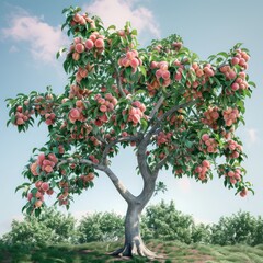 peach tree - separated on white background