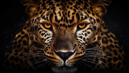 Intense gaze of a powerful leopard