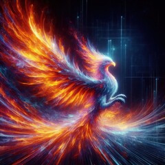 Fototapeta premium a blaze of holographic flames abstract 3D 