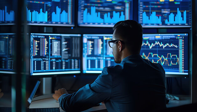 Cybersecurity expert conducting a penetration test to identify vulnerabilities in a corporate network analyzing data on dual screens