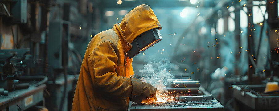 Welder providing practical training on advanced welding techniques using different metals in a specialized vocational workshop