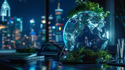 A corporate report highlighting ESG (Environmental, Social, Governance) metrics within the green energy sector, showcasing sustainable business practices in the renewable energy industry