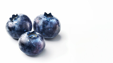 Obraz premium Blueberries with water drops on white background. Healthy food.