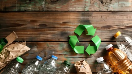 Recycling symbol themed for waste management and circular economy to reduce waste. Concept Recycling, Waste Management, Circular Economy, Reduce Waste, Symbol - obrazy, fototapety, plakaty