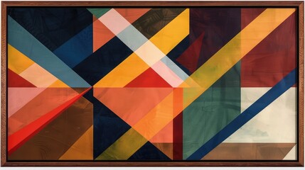 A sophisticated geometric background featuring overlapping diamond shapes in a gradient of burgundy to navy blue, providing a deep and rich visual experience. 