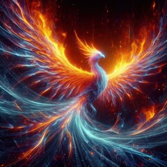 Fototapeta premium a blaze of holographic flames abstract 3D 