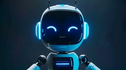 Animated Futuristic Robot Virtual Assistant Activates Cloud Computing and Neural Network Technology for Web 40 Digital Service