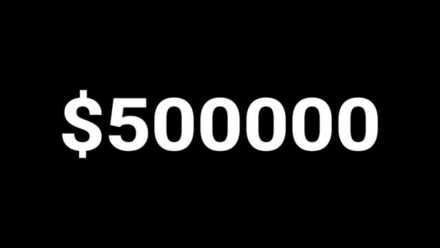 Increase counting numbers with dollar sign 0 to 1M  amount investment or figures concepts