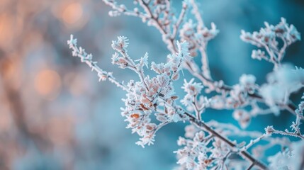 Detailed view of a plant covered in delicate white frost
