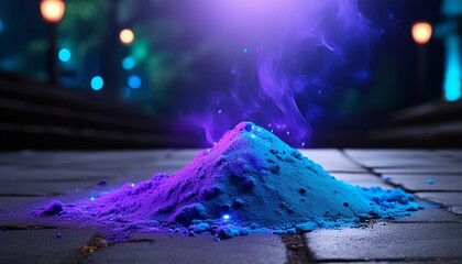 Ethereal Glow: Abstract Luminescent Pigment on Concrete