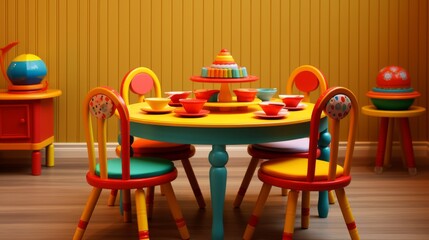 Vibrantly colorful dining table set for kids 