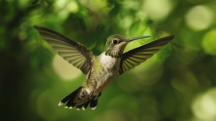 Fototapeta premium A hummingbird flying in the air