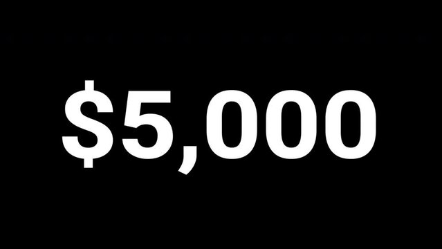 Increase counting numbers with dollar sign and decimal 0 to 10k  amount investment or figures concepts