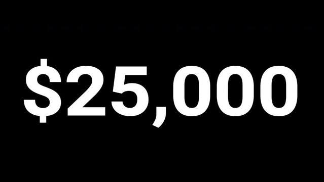 Increase counting numbers with dollar sign and decimal 0 to 50k  amount investment or figures concepts