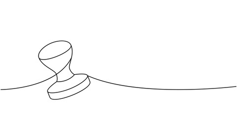 Coffee tamper one line continuous drawing. Hand drawn elements for cafe menu, coffee shop. Vector linear illustration.