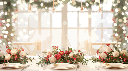 Festive table Fourting with beautiful floral decor